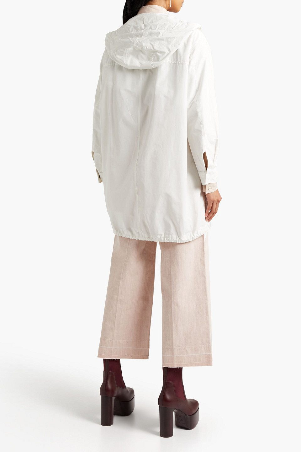 Brunello Cucinelli Bead-embellished Shell Hooded Jacket In Off-white