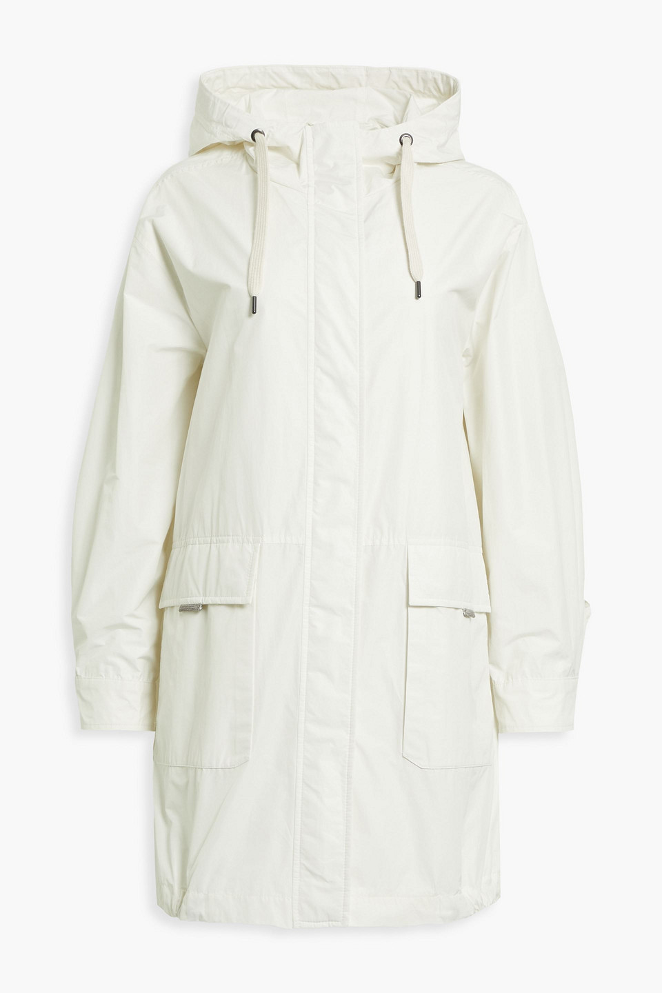 Brunello Cucinelli Bead-embellished Shell Hooded Jacket In Off-white