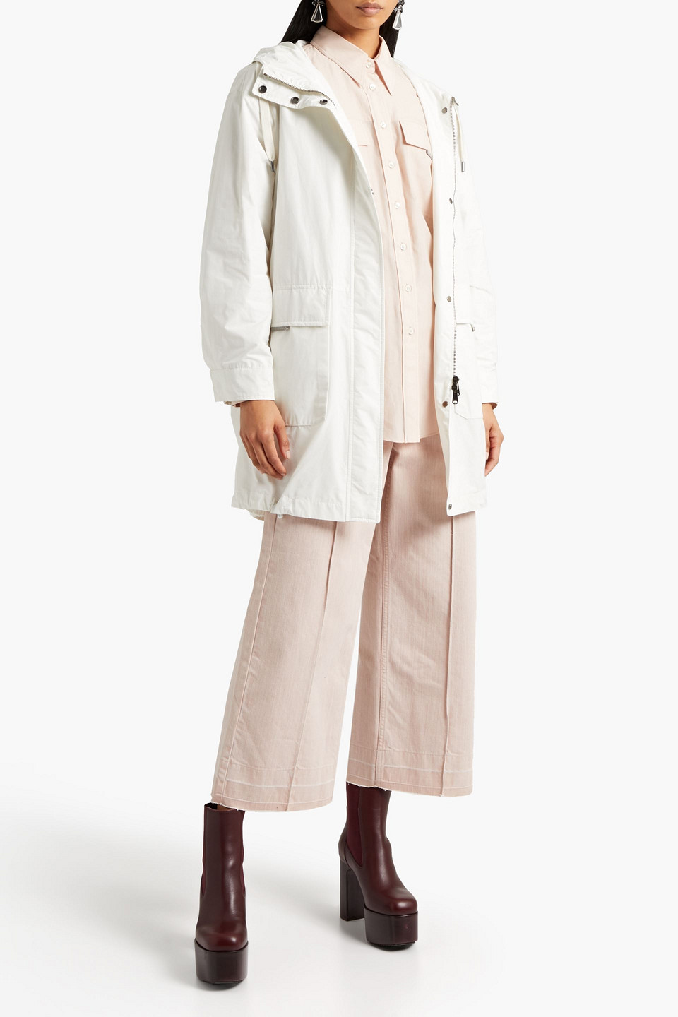 Brunello Cucinelli Bead-embellished Shell Hooded Jacket In Off-white