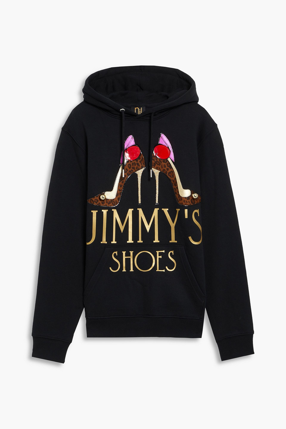Nil & Mon Oversized Printed Cotton-blend Fleece Hoodie In Black
