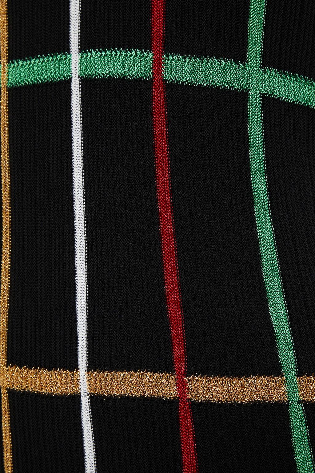 MISSONI Striped metallic crochet-knit mini dress