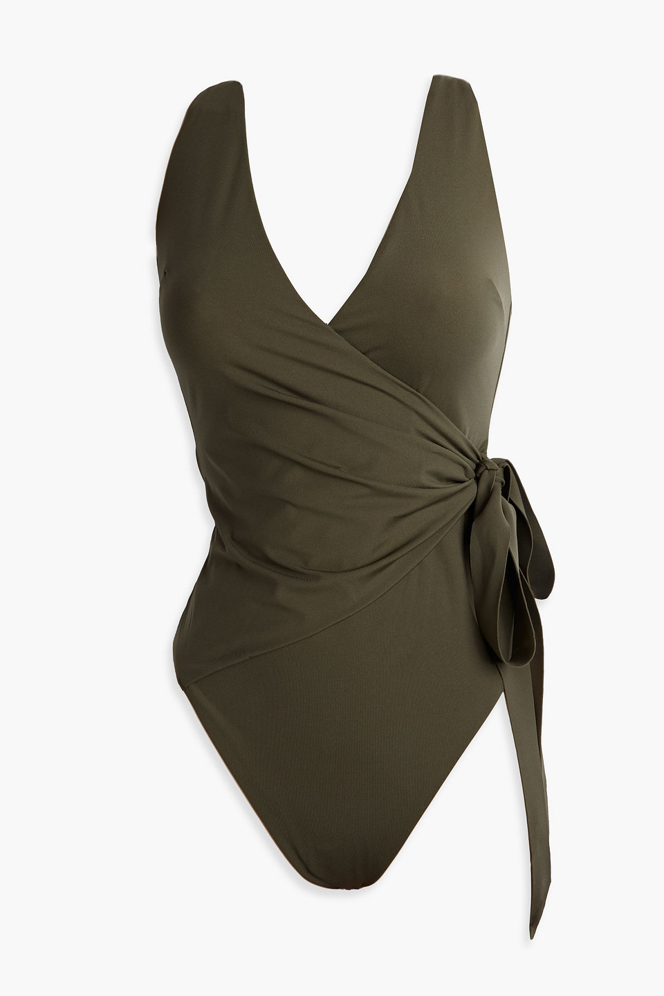 Zimmermann Sculpt Tie Wrap-effect Swimsuit In Army Green