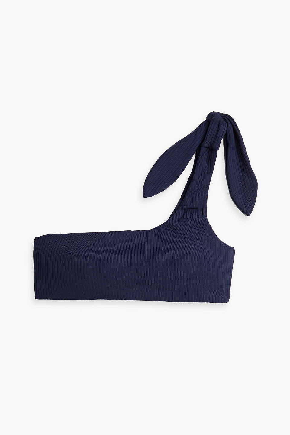 Eberjey One-shoulder Ribbed Bandeau Bikini Top In Navy