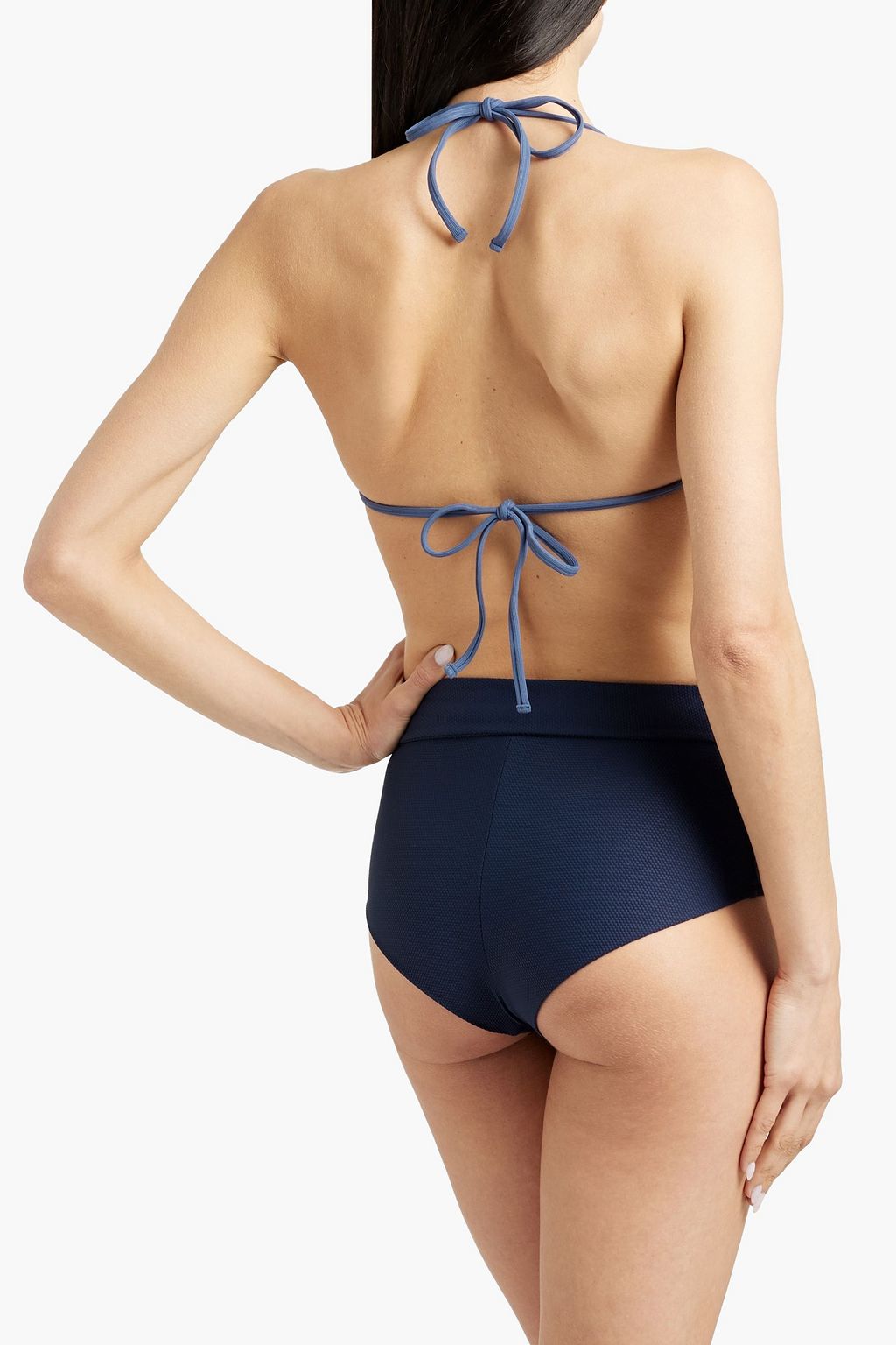 EBERJEY Nina tie-front piqué high-rise bikini briefs