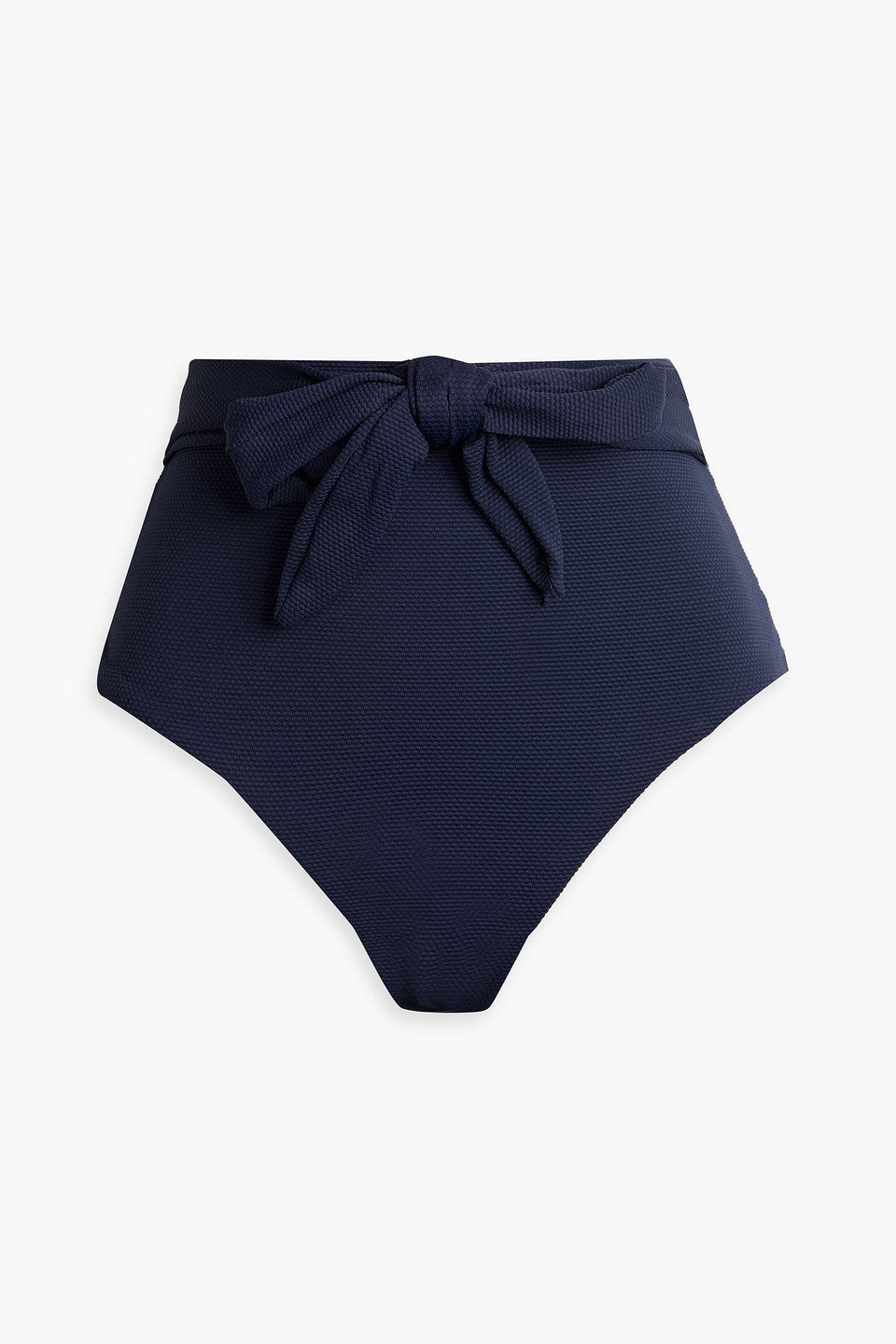 Eberjey Nina Tie-front Piqué High-rise Bikini Briefs In Navy