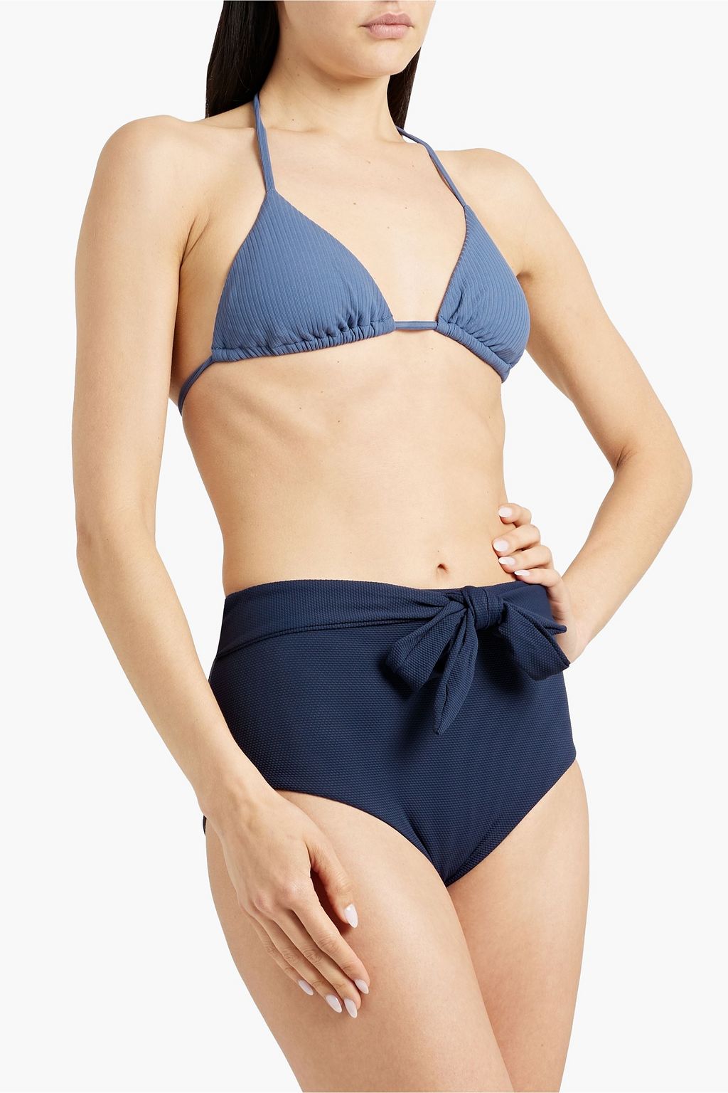 EBERJEY Nina tie-front piqué high-rise bikini briefs