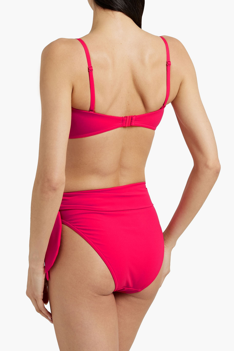 Shop Zimmermann Bow-detailed High-rise Bikini Briefs In Fuchsia