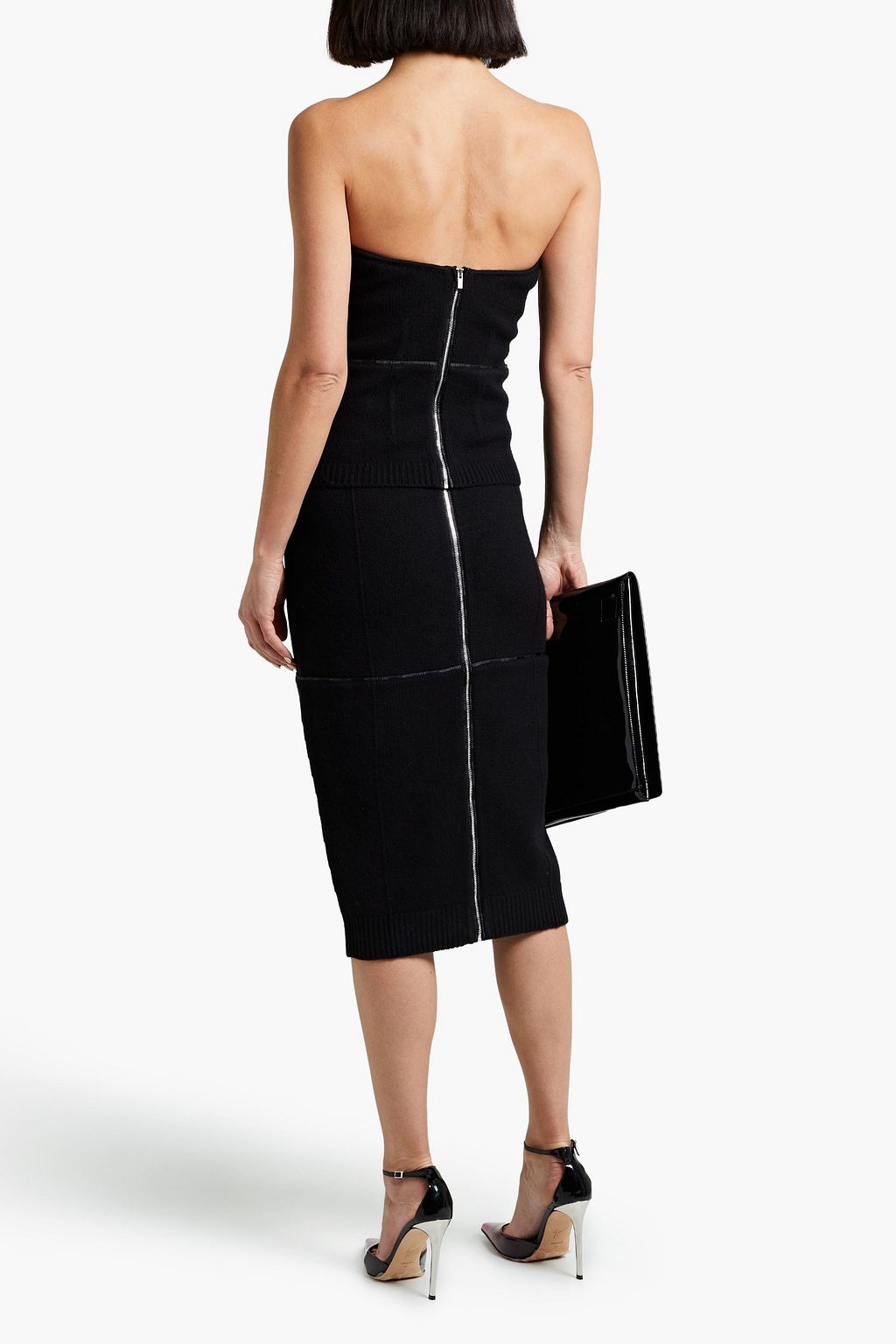 HELMUT LANG Logo jacquard-trimmed wool bustier top