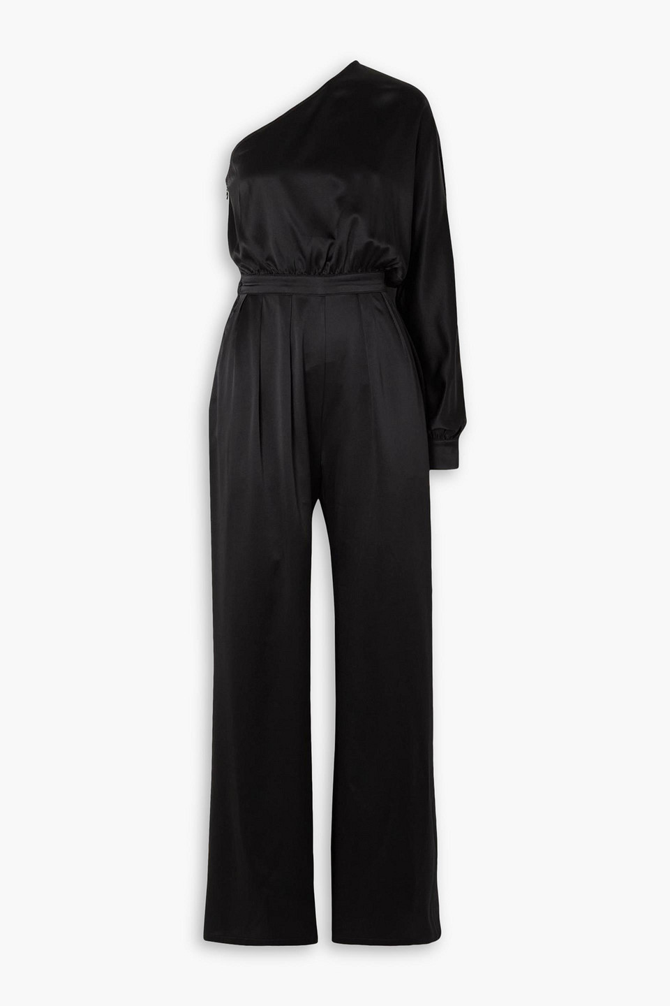 Flirt one-sleeve silk-blend satin jumpsuit