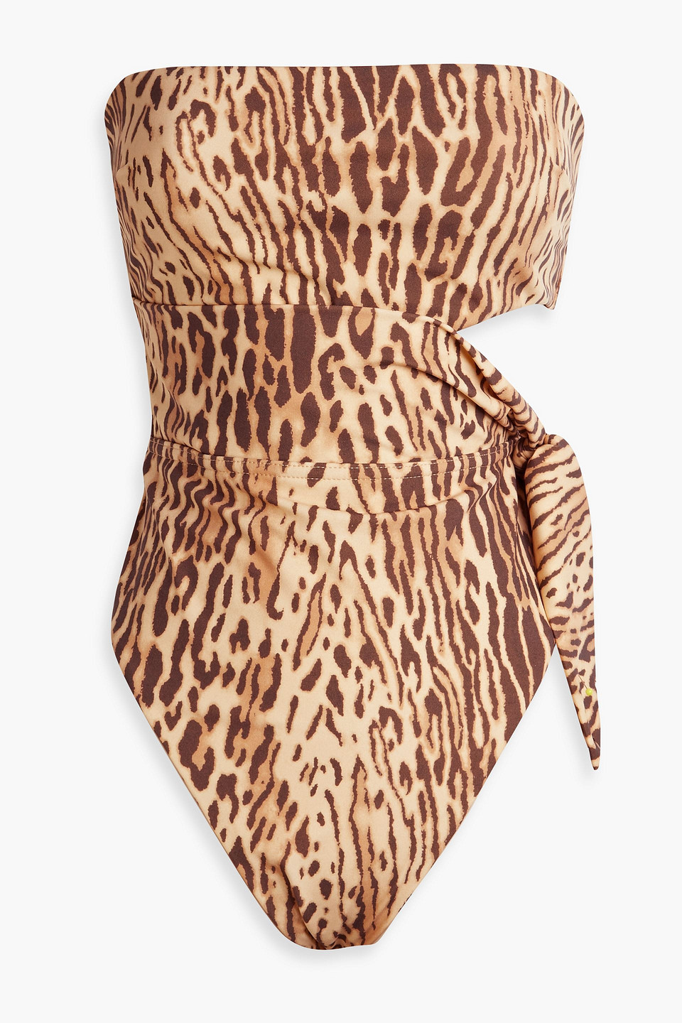 Zimmermann Bow-detailed Leopard-print Bandeau Swimsuit In Animal Print