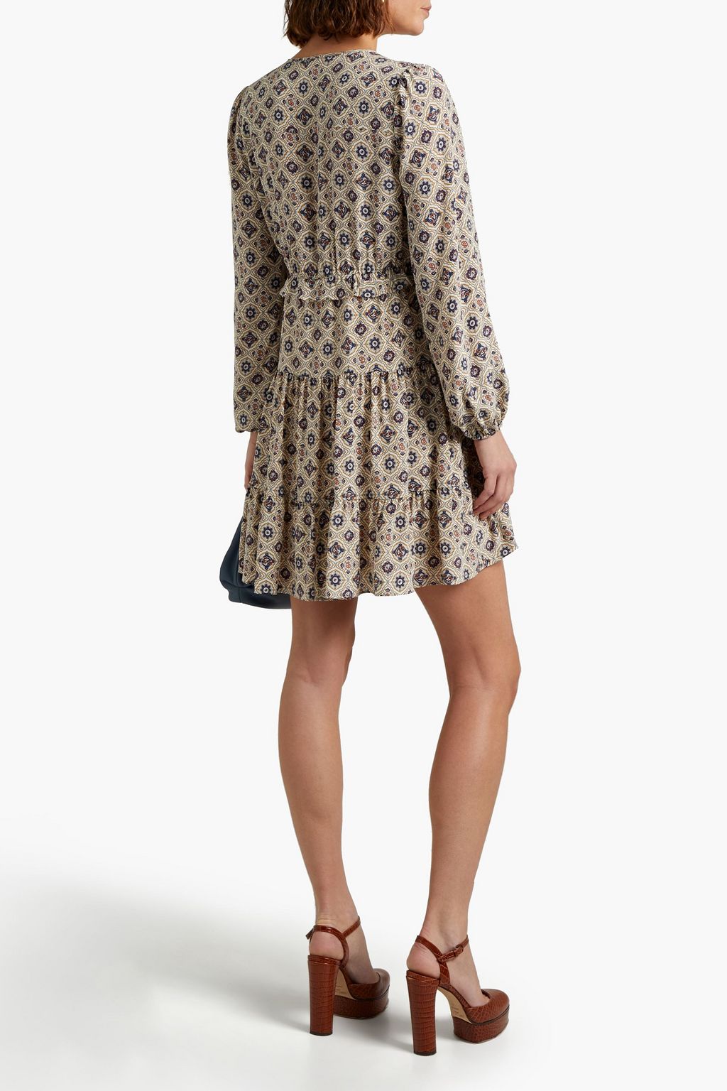 VERONICA BEARD Delray ruffled printed silk-crepe mini dress