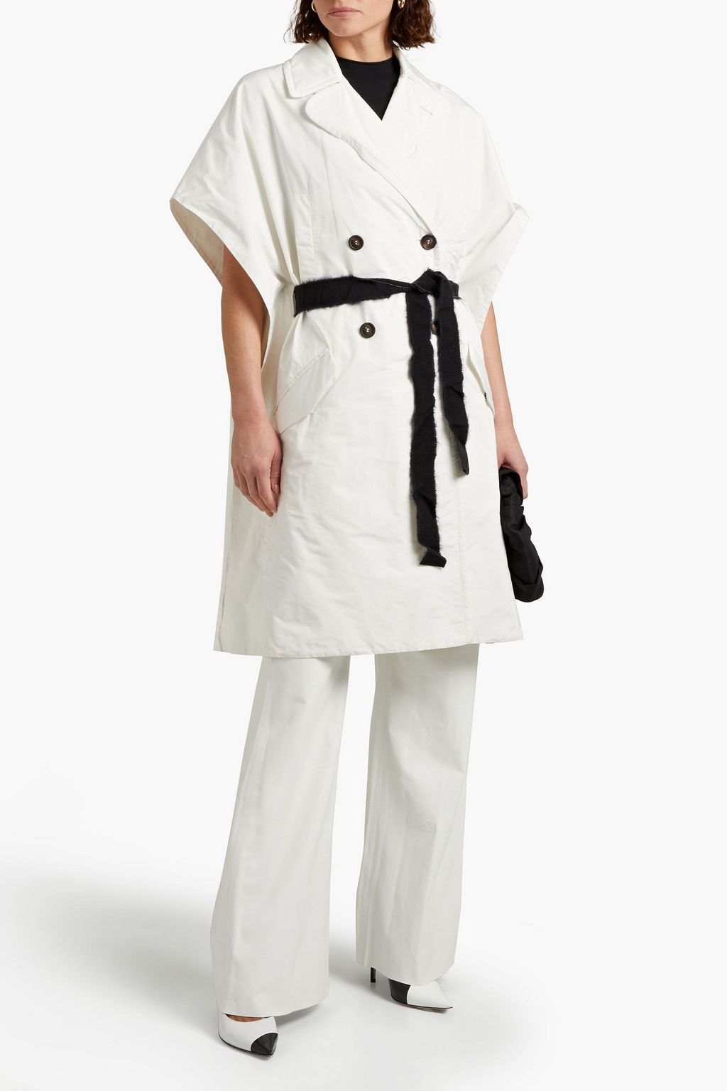 BRUNELLO CUCINELLI Double-breasted belted shell coat