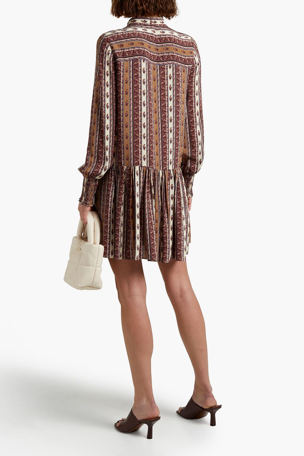 VERONICA BEARD Chateau tie-neck printed crepe mini dress