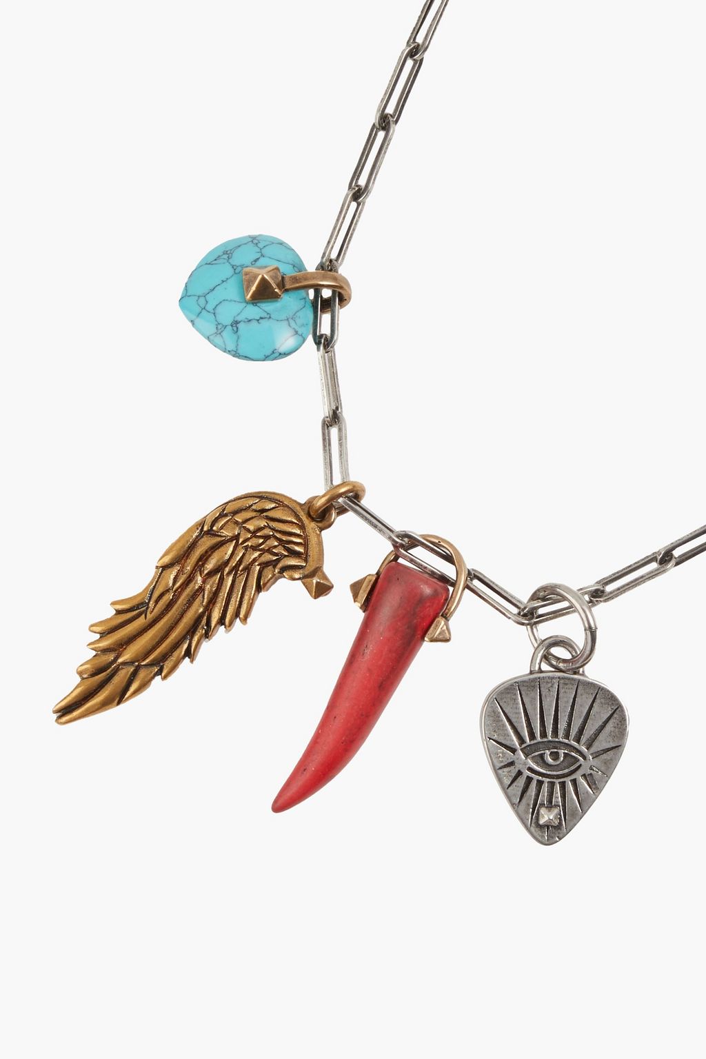 VALENTINO GARAVANI Silver and gold-tone multi-stone necklace