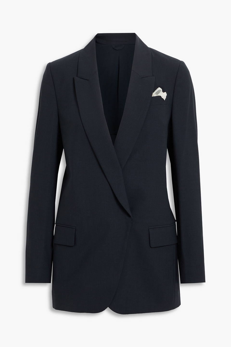 brunello cucinelli - double-breasted wool- blend woven blazer - blue - it 42