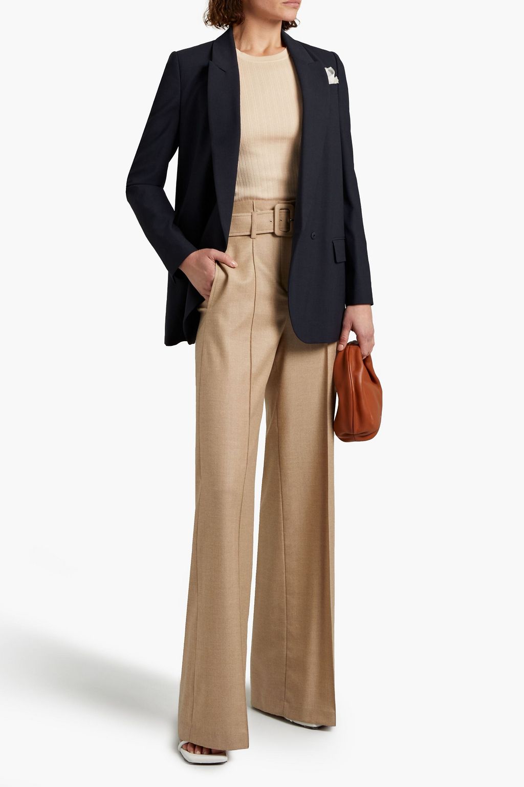 BRUNELLO CUCINELLI Double-breasted wool- blend woven blazer