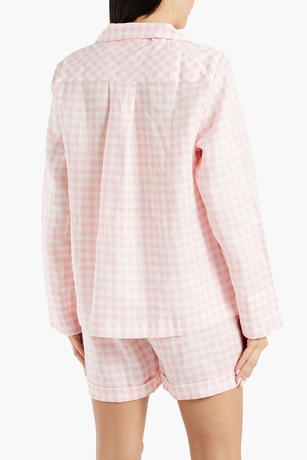 SLEEPER Gingham linen pajama set