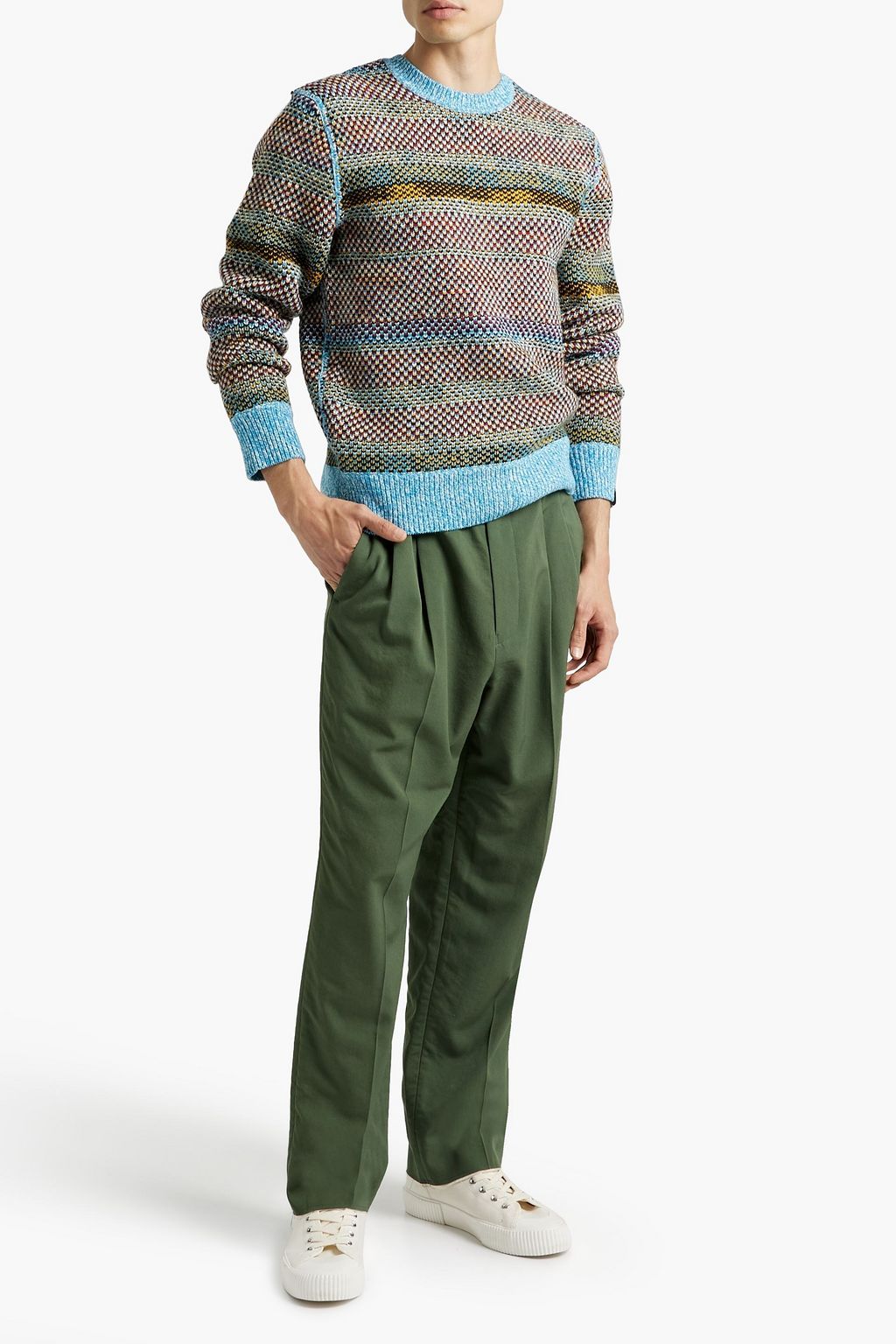 RAG & BONE Birdseye reversible jacquard-knit wool sweater