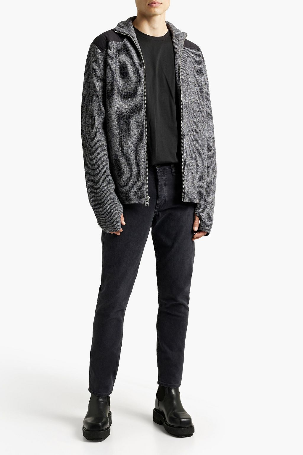 RAG & BONE Ever Dry Andrew mélange merino wool zip-up sweater