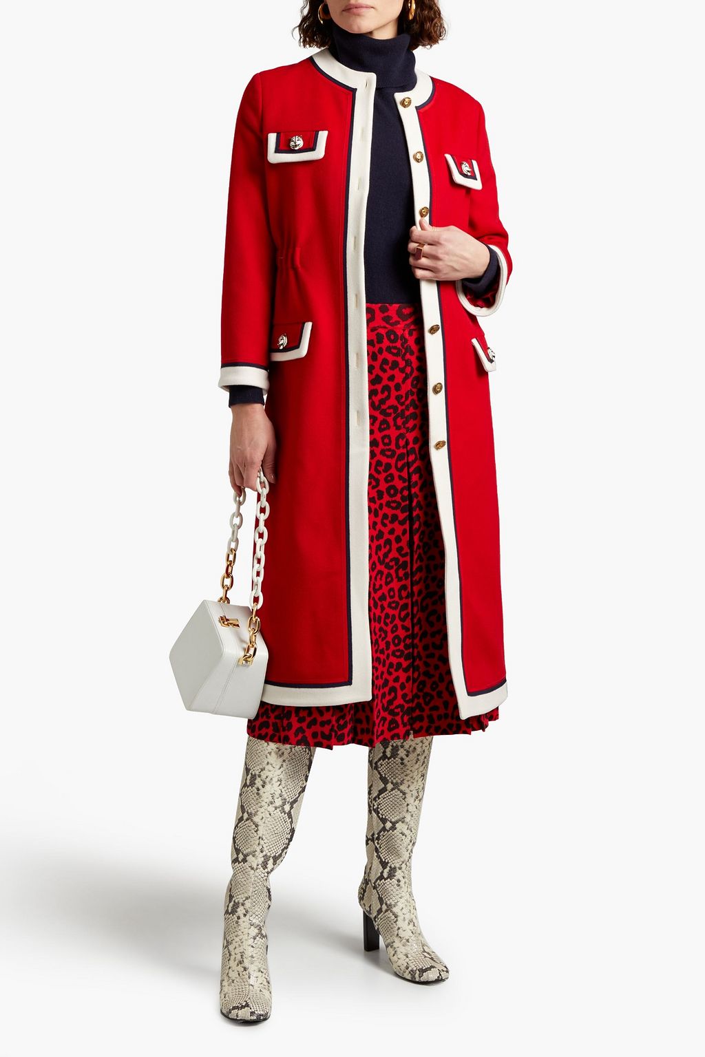 GUCCI Grosgrain-trimmed wool-felt coat