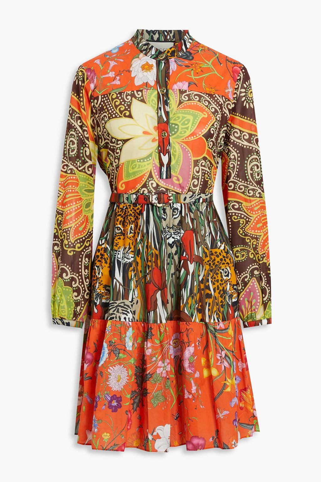 GUCCI Belted printed cotton dress | Sale up to 70% THE OUTNET