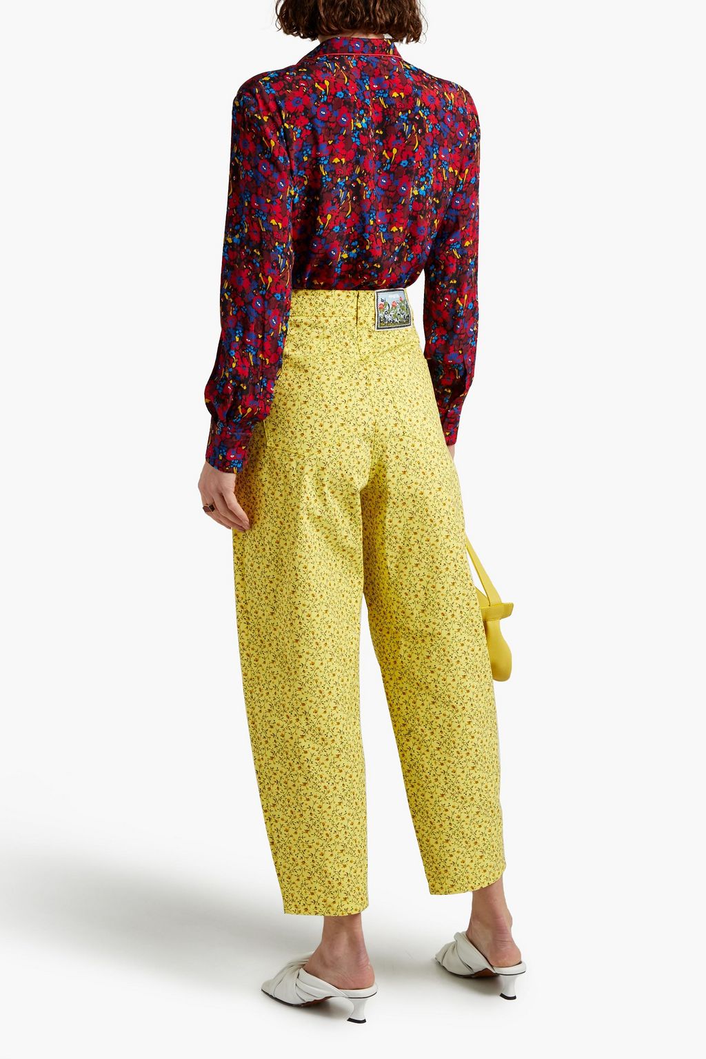 VIVETTA Cropped floral-print cotton-blend tapered pants