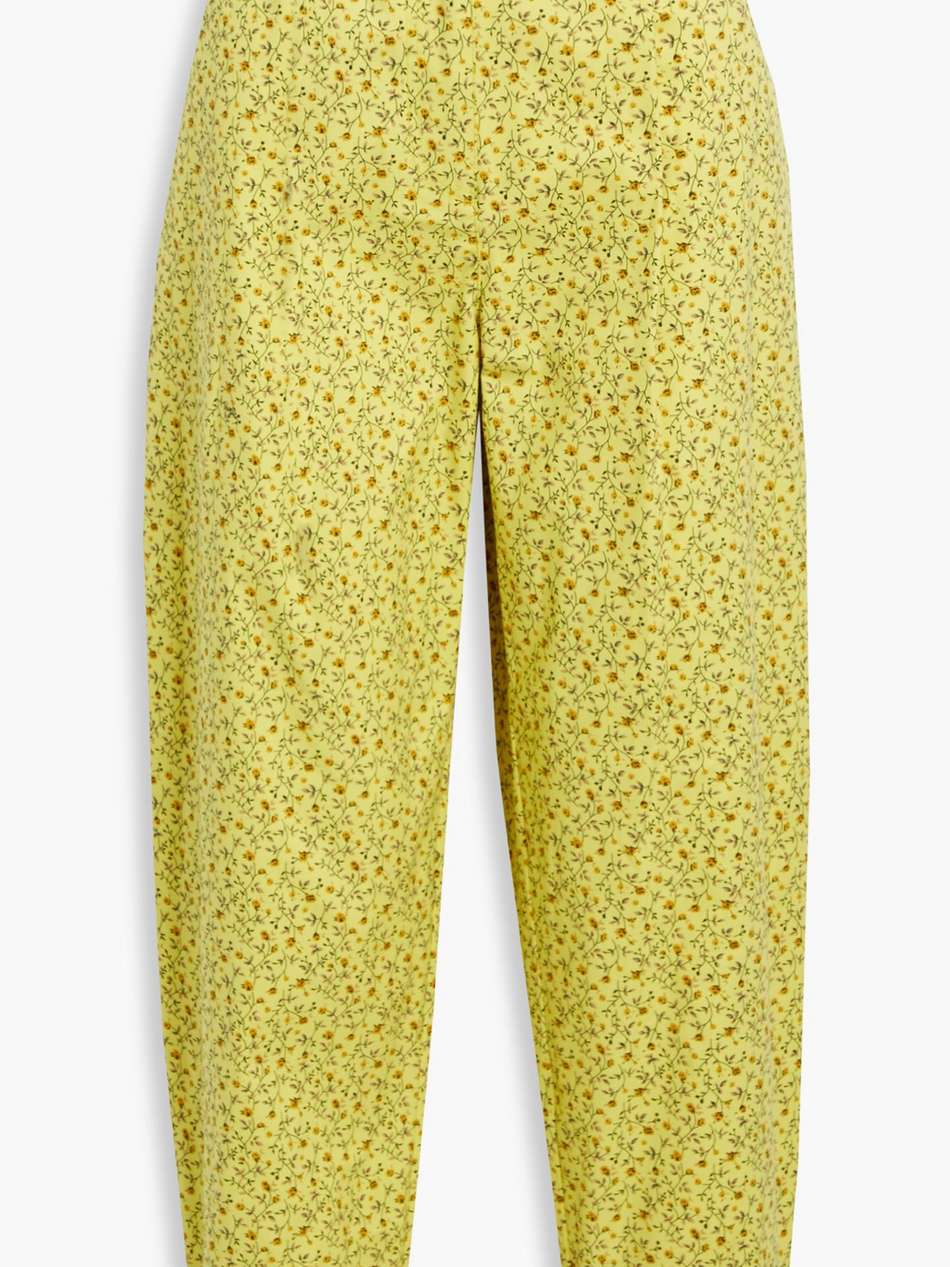 cropped floral-print cotton-blend tapered pants
