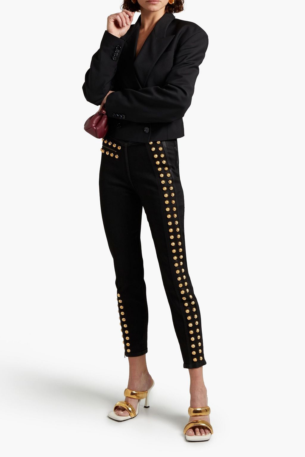 GUCCI Button-embellished high-rise skinny jeans