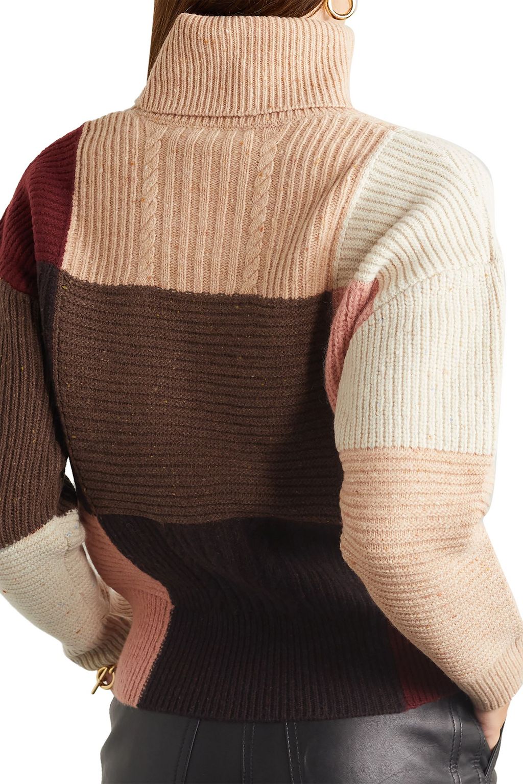 A.L.C. Wyatt patchwork-effect ribbed wool-blend turtleneck sweater