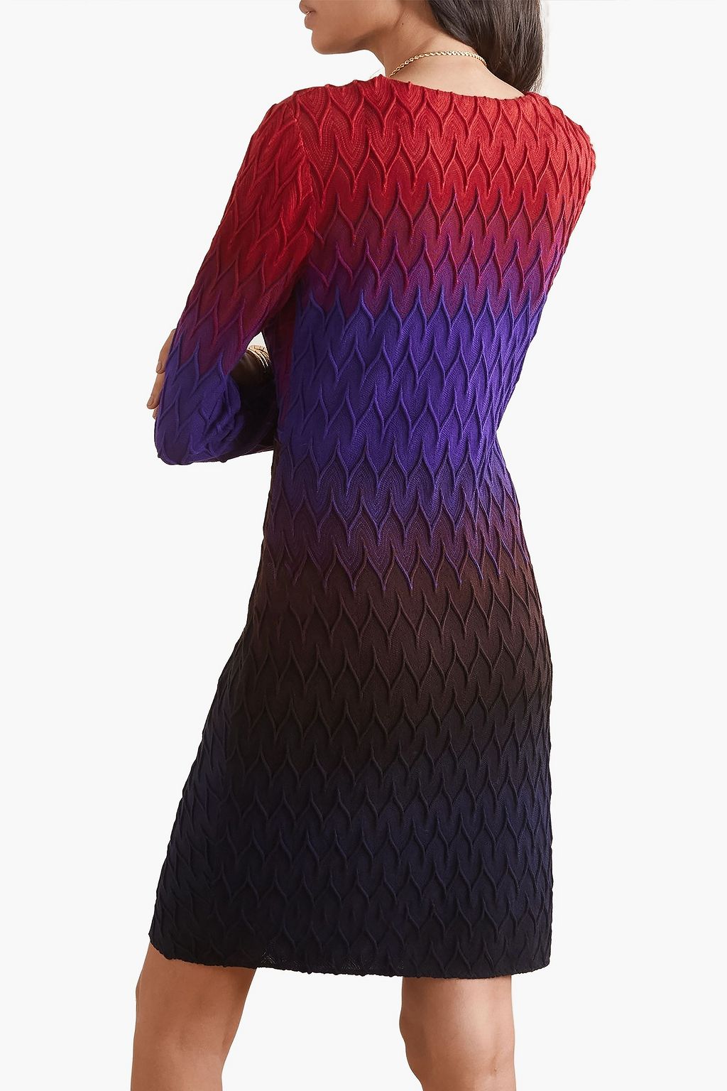 MISSONI Wrap-effect dégradé crochet-knit wool mini dress
