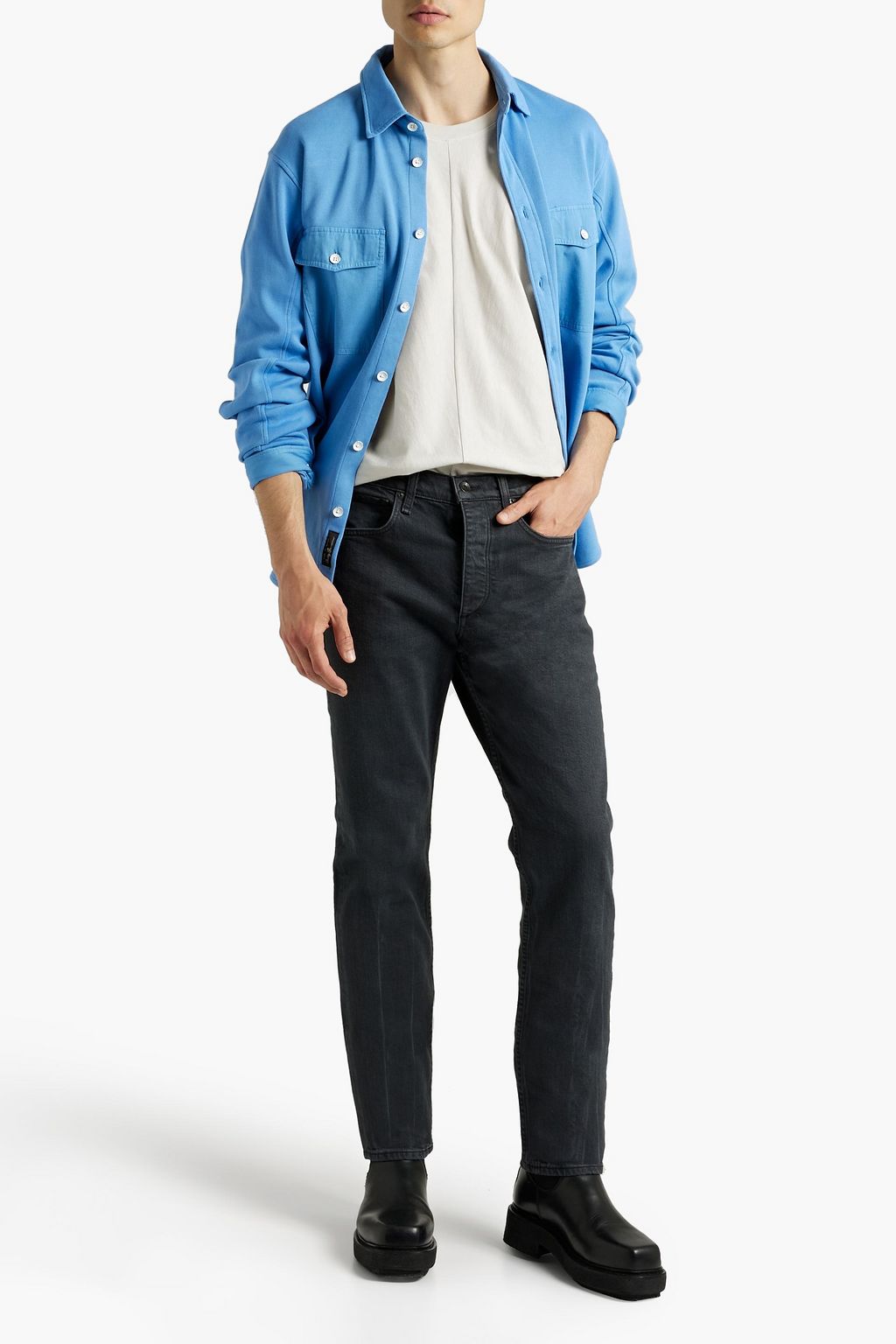RAG & BONE Jack cotton twill-paneled cotton-jersey shirt