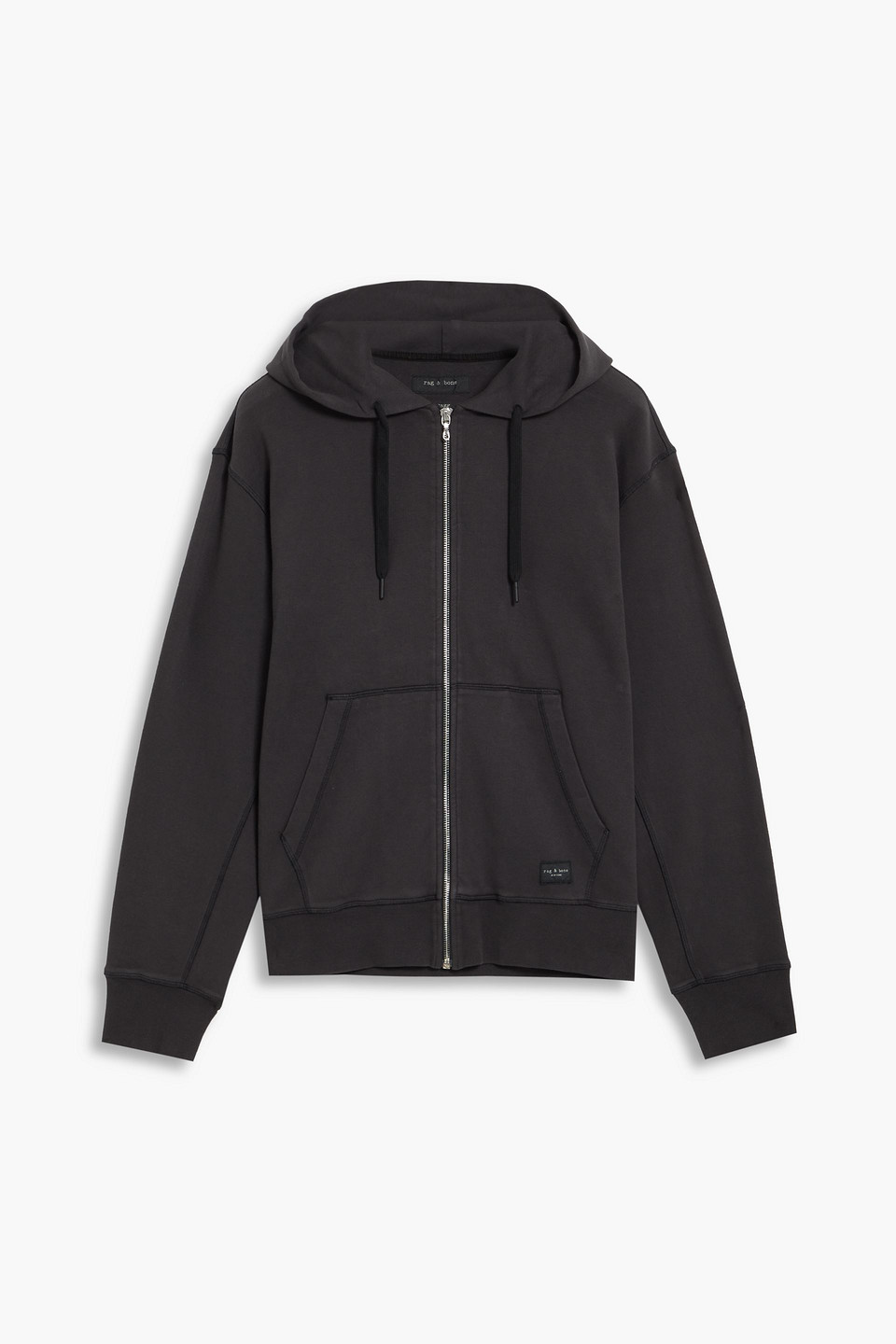Rag & Bone Archetyle Damon Cotton-jersey Zip-up Hoodie In Charcoal