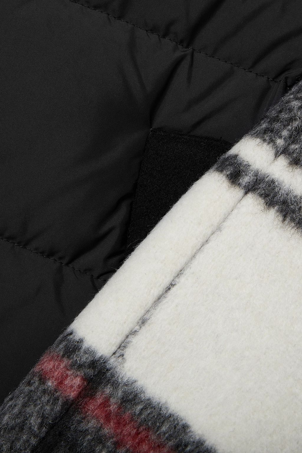 JASON WU Shell-paneled checked wool and cashmere-blend down hooded coat