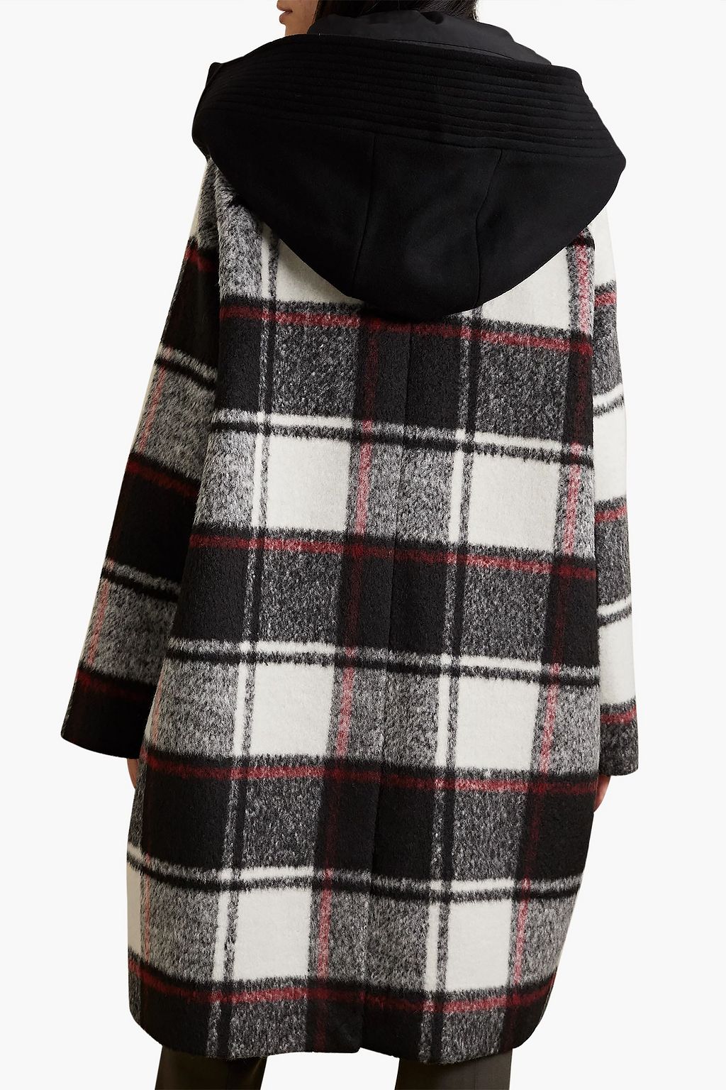 JASON WU Shell-paneled checked wool and cashmere-blend down hooded coat