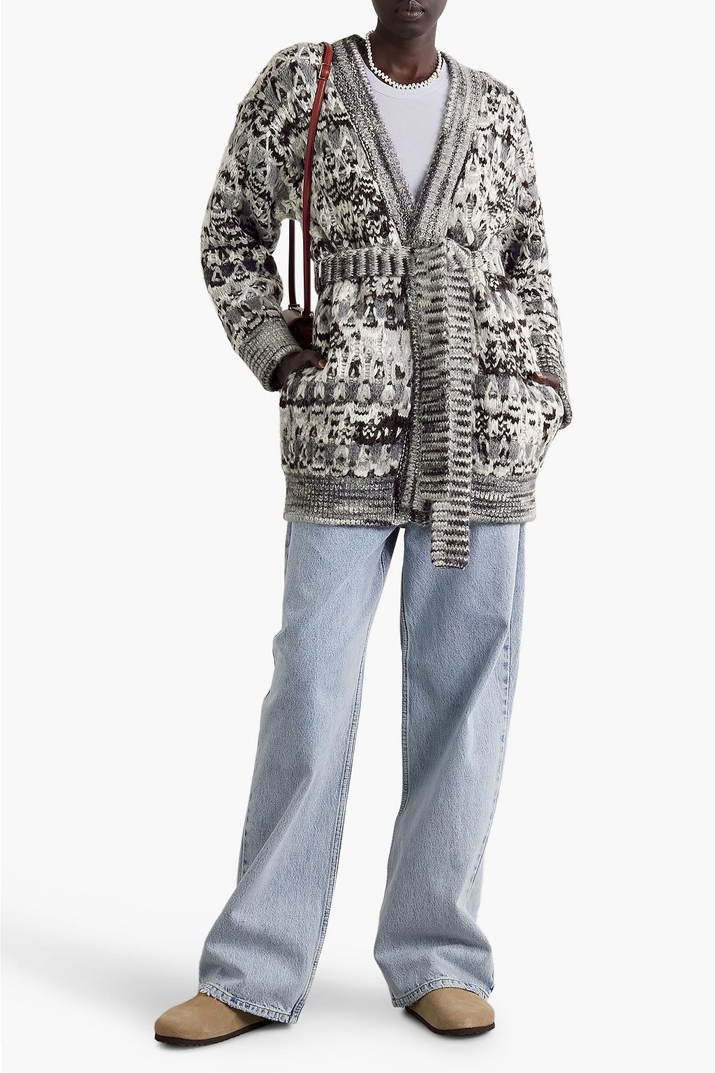 MISSONI Belted intarsia-knit alpaca-blend cardigan