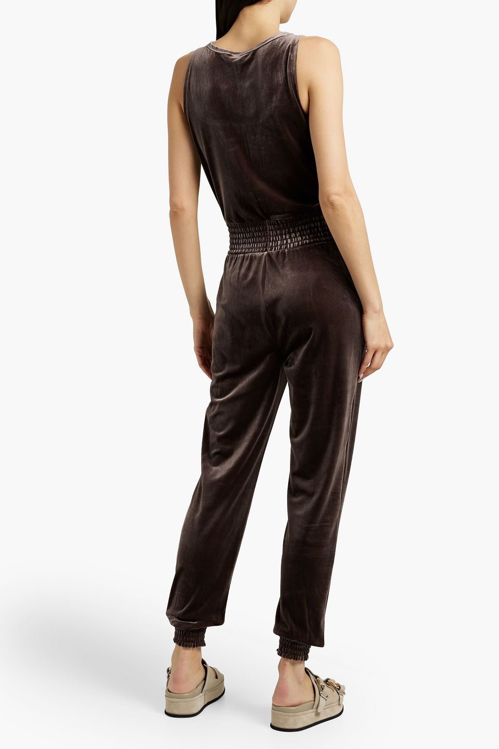 COMMANDO Shirred stretch-velvet jumpsuit
