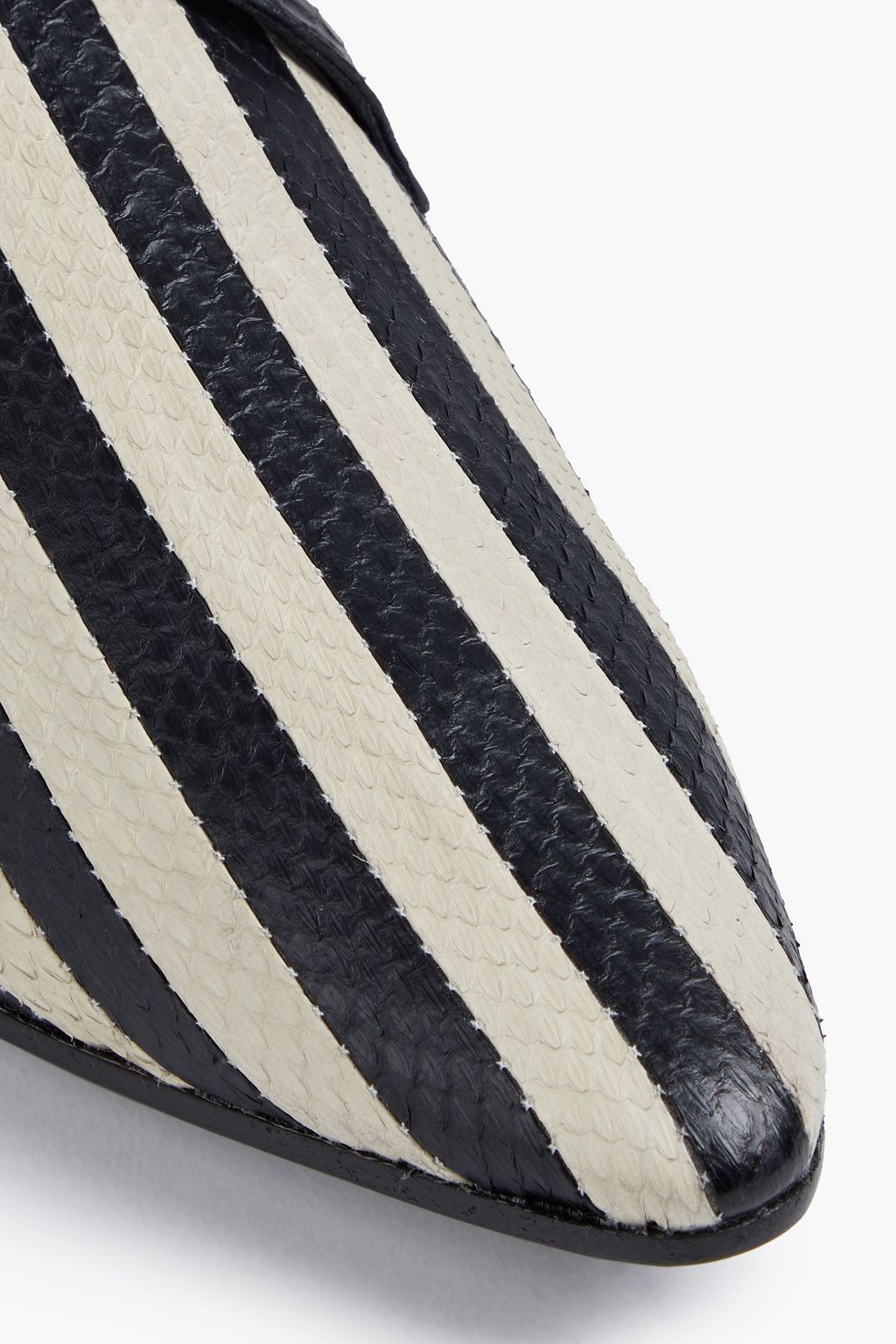 SAINT LAURENT Jonas 25 striped snake-effect leather derby shoes