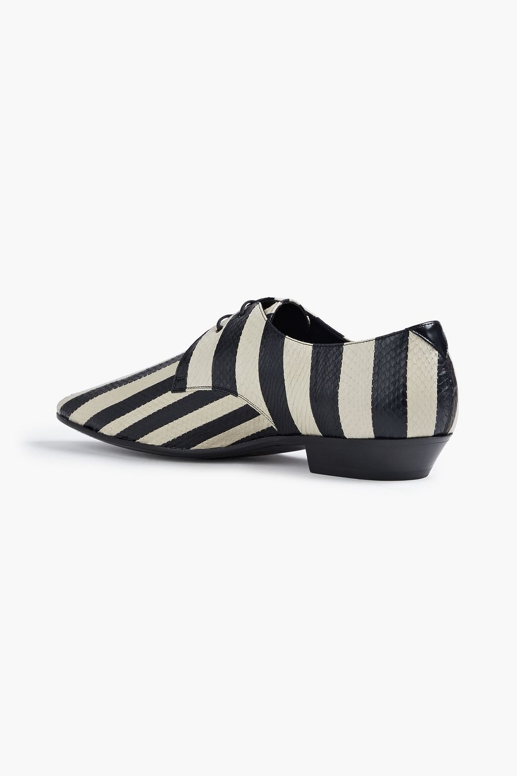 SAINT LAURENT Jonas 25 striped snake-effect leather derby shoes