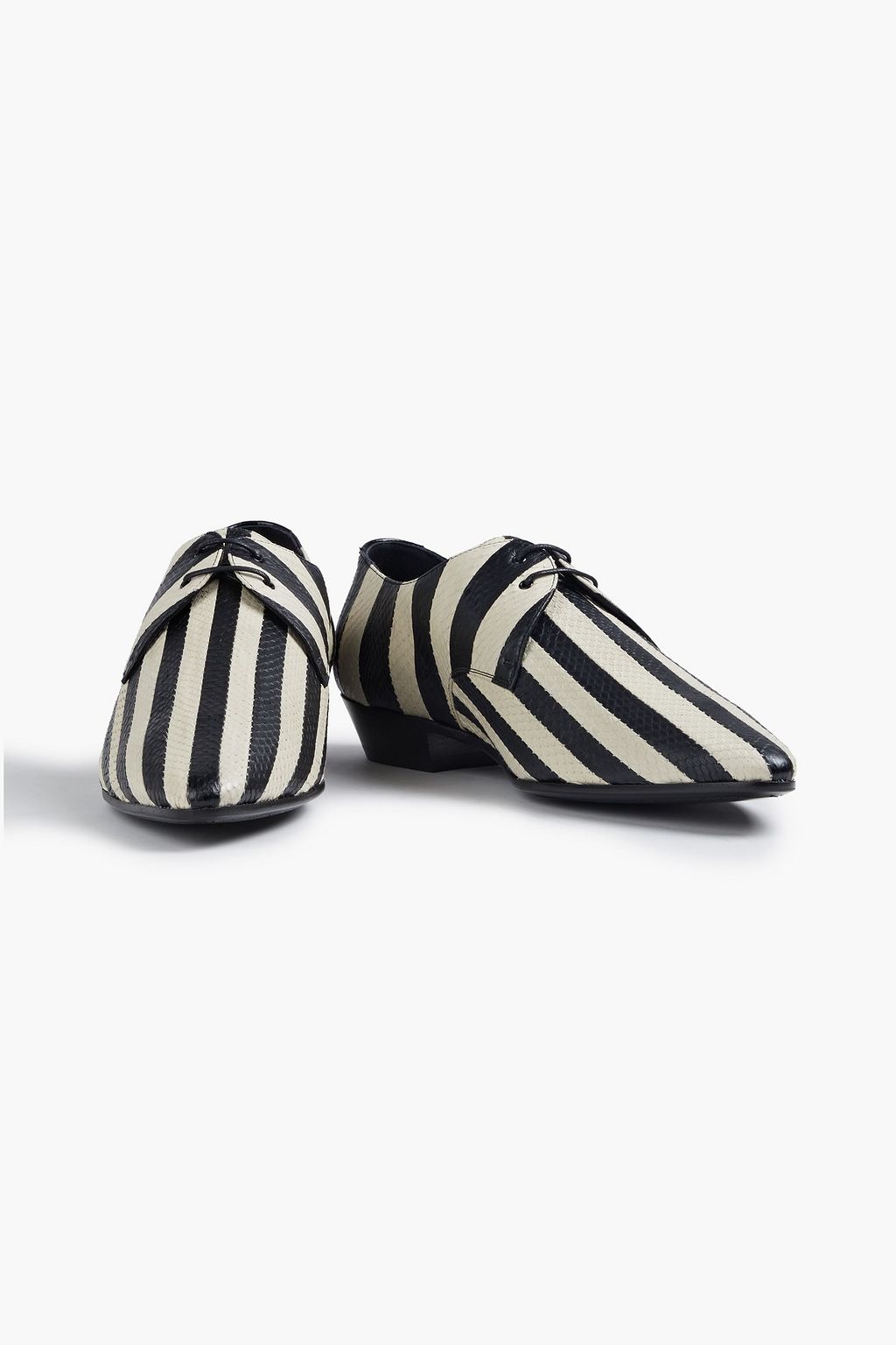 SAINT LAURENT Jonas 25 striped snake-effect leather derby shoes