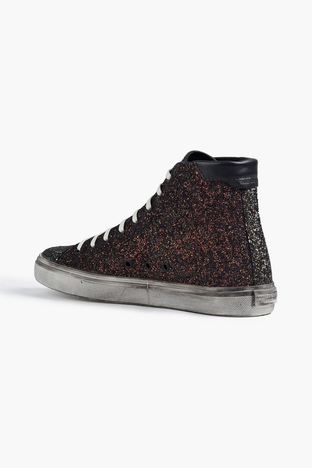 SAINT LAURENT Bedford embellished distressed leather sneakers