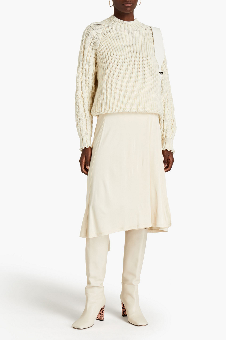 By Malene Birger Altea Stretch-crepe Midi Wrap Skirt In Neutrals