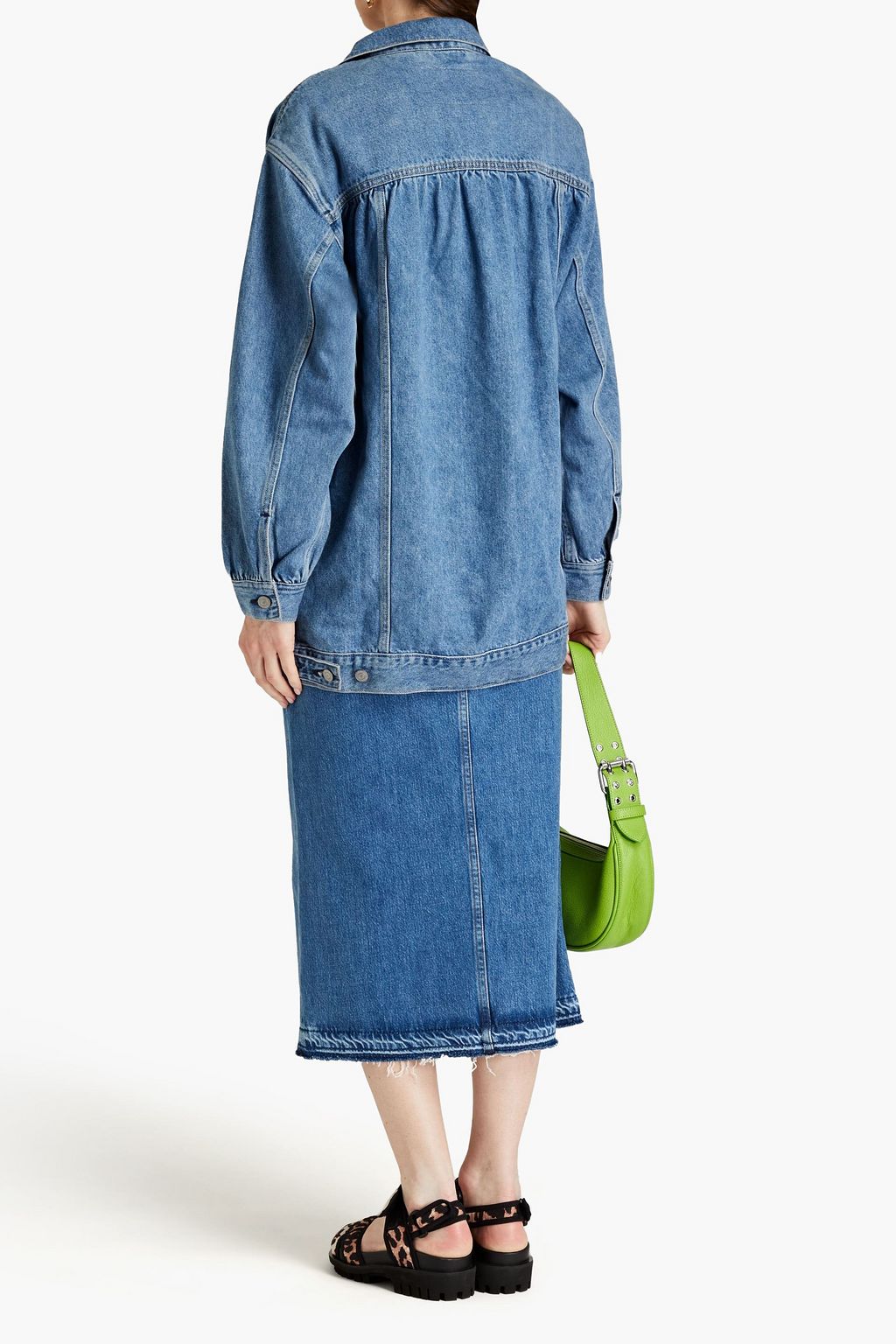 GANNI X LEVI'S Oversized gathered cotton and hemp-blend denim shirt dress