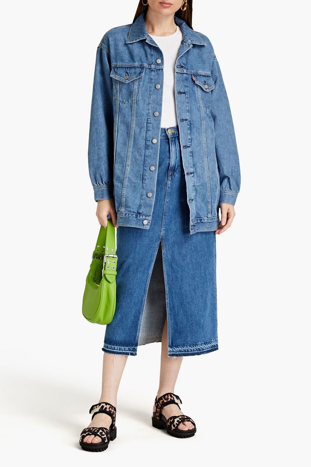 GANNI X LEVI'S Oversized gathered cotton and hemp-blend denim shirt dress