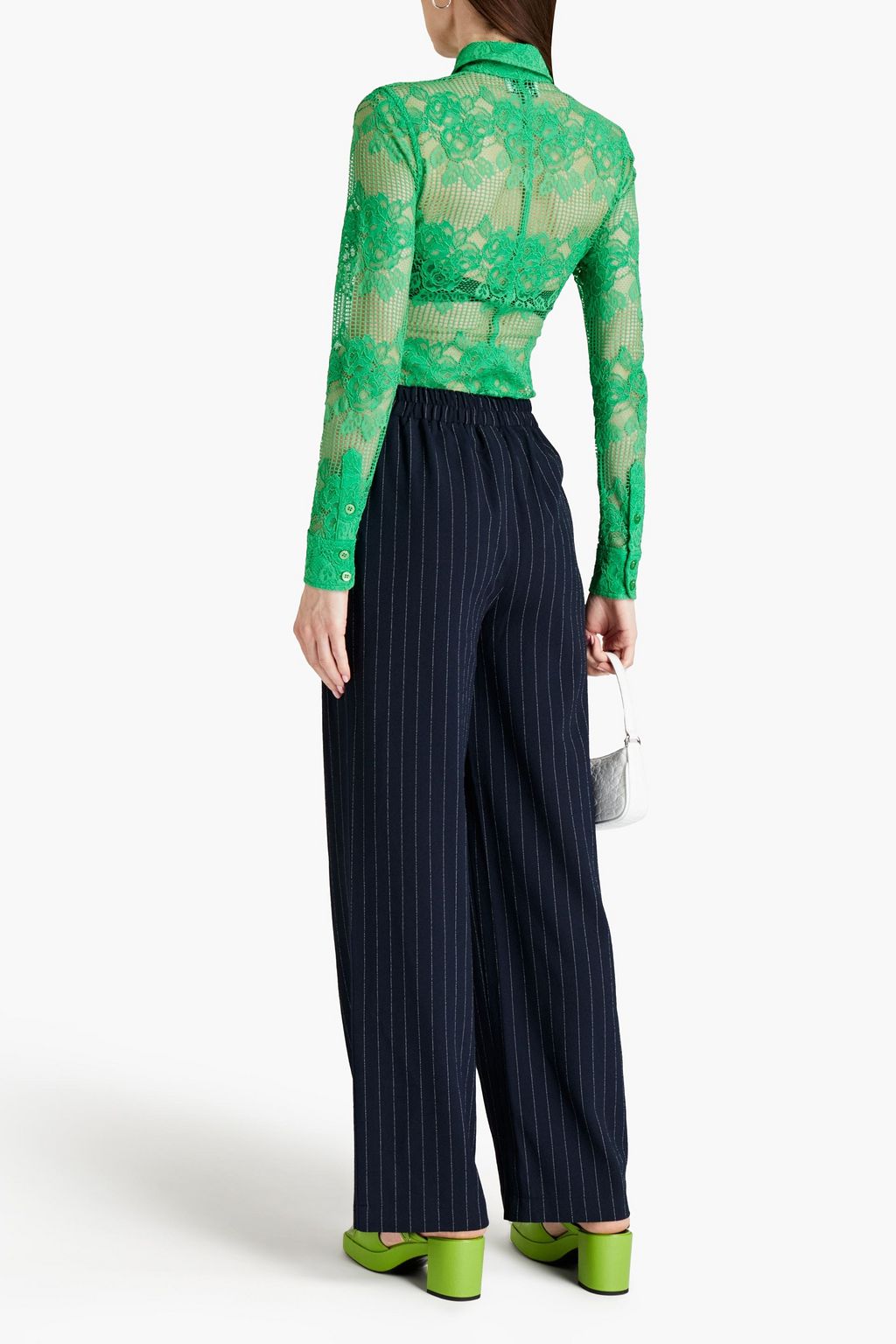 GANNI Corded lace shirt