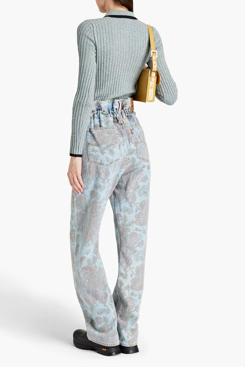 GANNI X LEVI'S Hoch sitzende Jeans mit Raffung und floralem Print