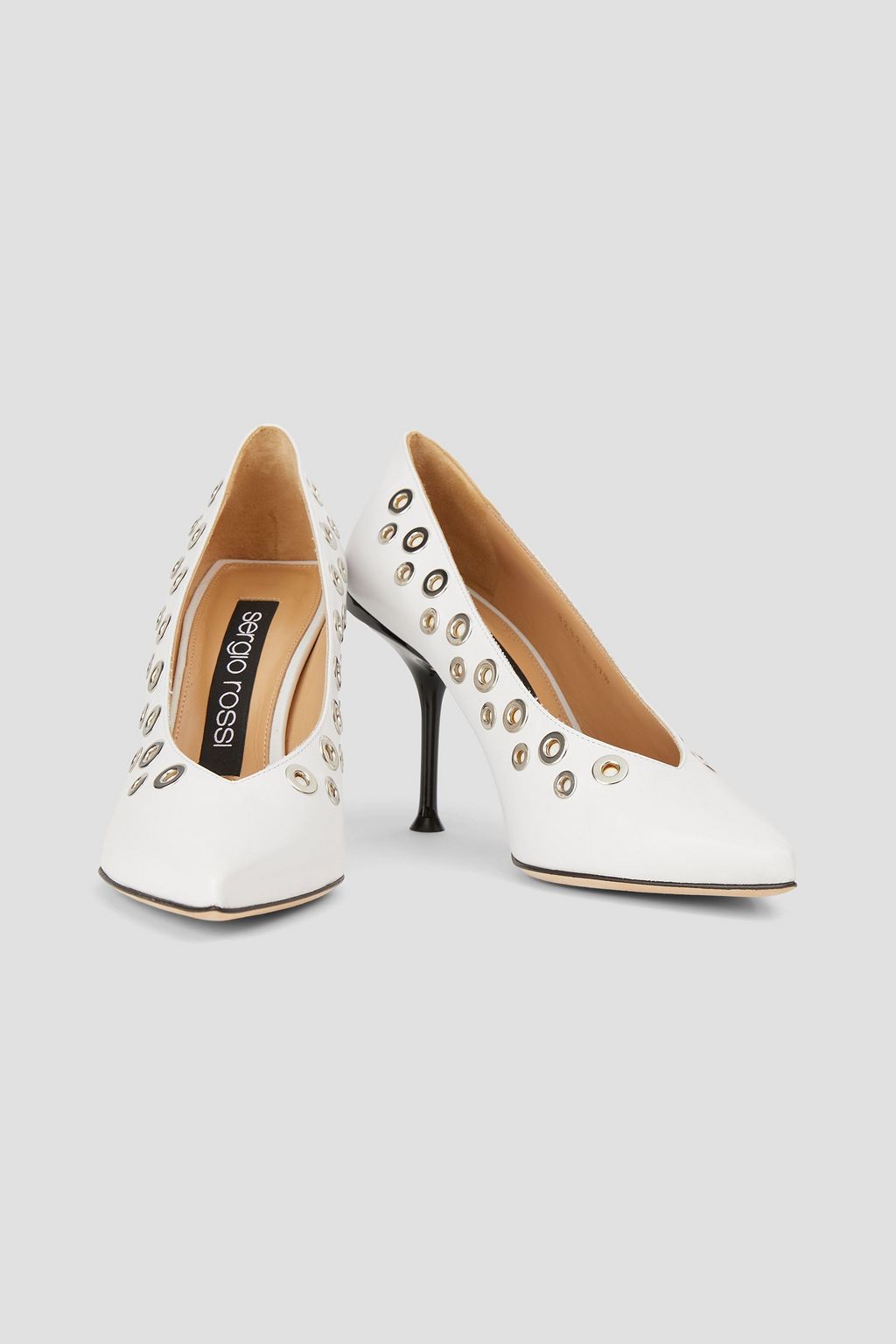 SERGIO ROSSI Eyelet-embellished leather pumps