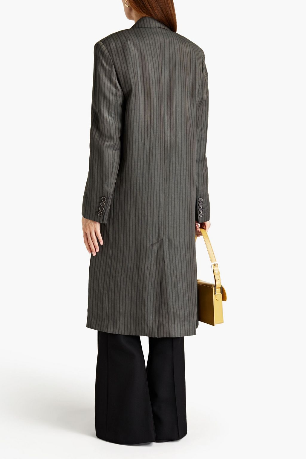 ACNE STUDIOS معطف من التويل المصنوع من مزيج الكتان مخطط