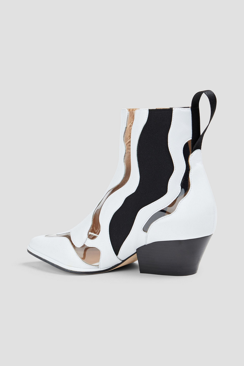 Shop Sergio Rossi Pvc-trimmed Leather Ankle Boots In White