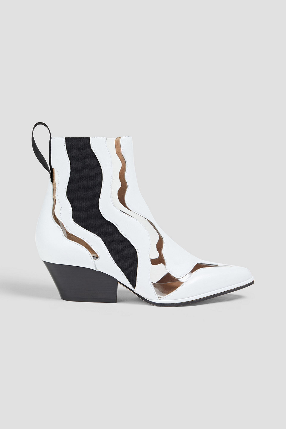 PVC-trimmed leather ankle boots