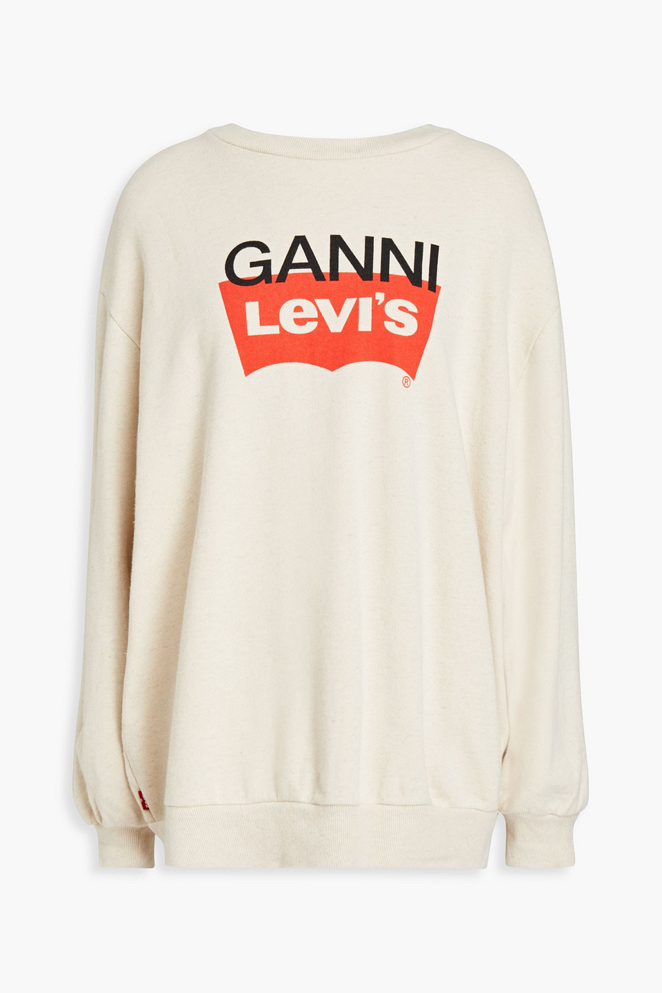 ganni - logo-print french cotton-blend terry sweatshirt - white - m